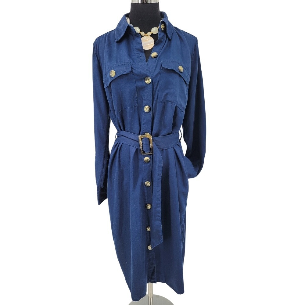 Time and Tru Navy Long Sleeve Jacket-Dress Women's sz. S (4-6)